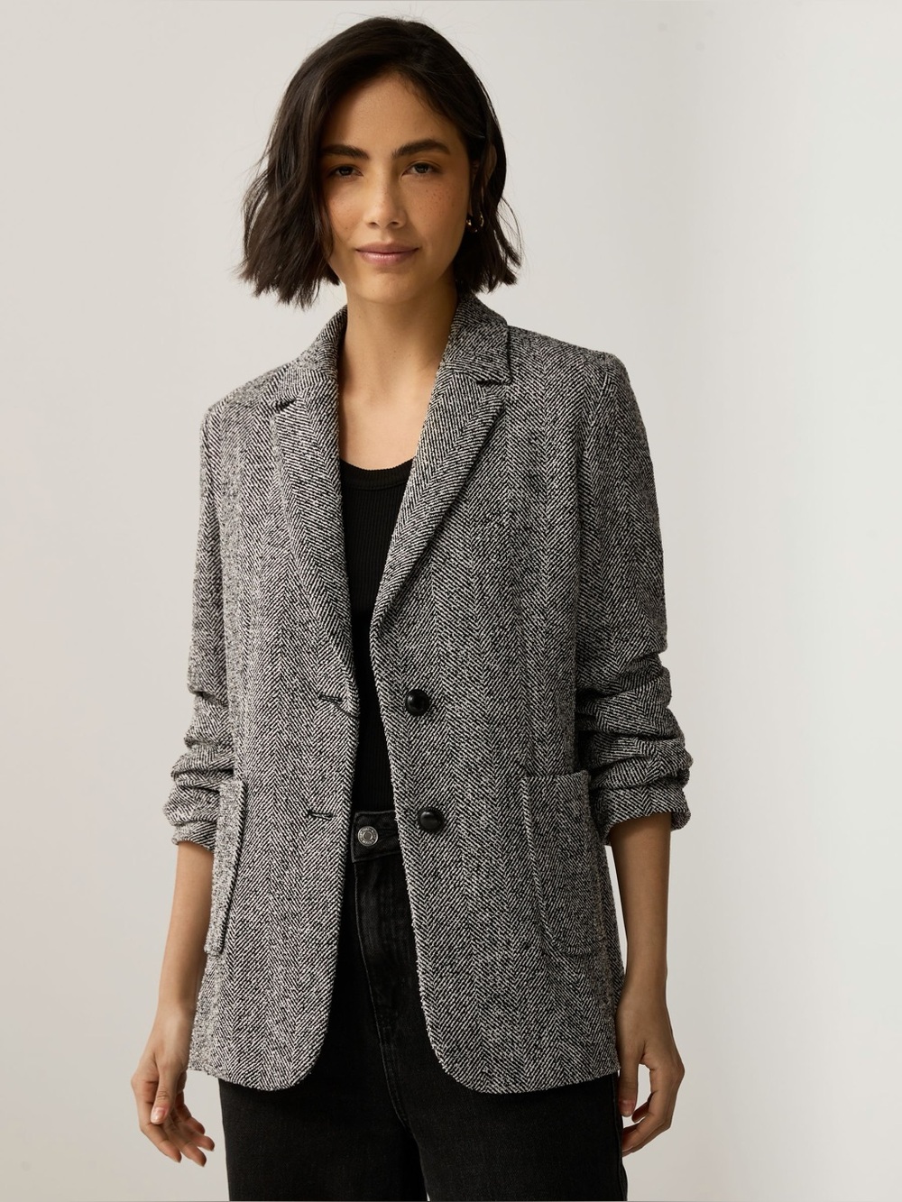 & Other Stories Gray Tweed Blazer Jacket